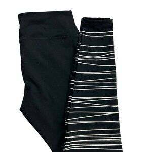 Old Navy Active Go-Dry Black White Stripe Fitted Leggings Women's Size Large L/G